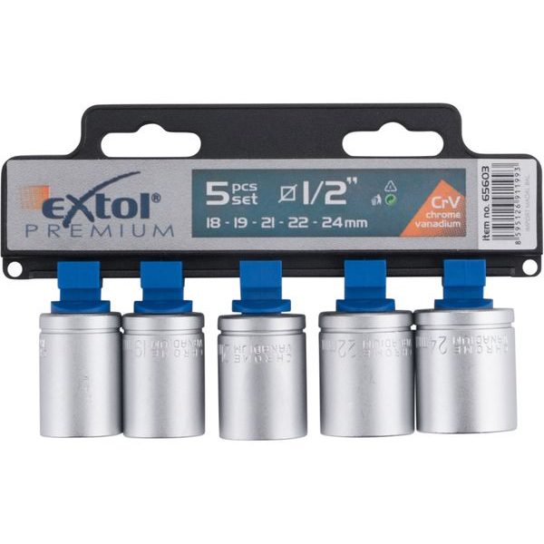 EXTOL PREMIUM HLAVICE NÁSTRČNÉ, SADA 5KS, 1/2", CRV, 65603 - GOLA SADY{% if zbozi.kategorie.adresa_nazvy[0] != zbozi.kategorie.nazev %} - RUČNÍ NÁŘADÍ{% endif %}