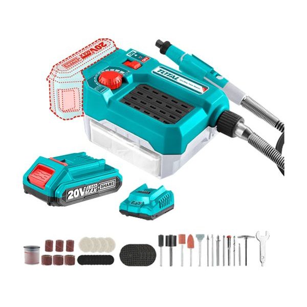 TOTAL BRUSKA PŘÍMÁ AKU, 20V LI-ION, 2000MAH, S BATERIÍ A NABÍJEČKOU, TMGLI20011 - AKU PŘÍMÉ BRUSKY{% if zbozi.kategorie.adresa_nazvy[0] != zbozi.kategorie.nazev %} - AKU NÁŘADÍ{% endif %}