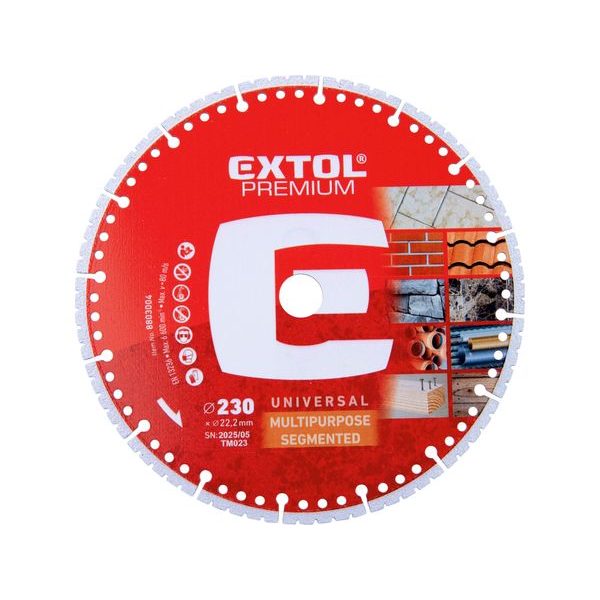 EXTOL PREMIUM KOTOUČ ŘEZNÝ DIAMANTOVÝ MULTI UNIVERZÁLNÍ, O230X22,2X3MM, 8803004 - DIA KOTOUČ 230 MM{% if zbozi.kategorie.adresa_nazvy[0] != zbozi.kategorie.nazev %} - PŘÍSLUŠENSTVÍ{% endif %}