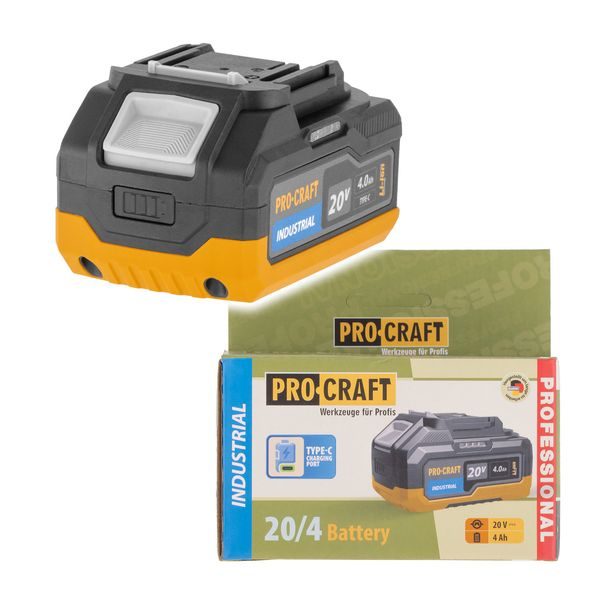 BATERIE AKUMULÁTOROVÁ 20V LI-ION, 4000MAH PROCRAFT 20/4 INDUSTRIAL | 20/4 INDUSTRIAL PROCRAFT - PŘÍSLUŠENSTVÍ PROCRAFT{% if zbozi.kategorie.adresa_nazvy[0] != zbozi.kategorie.nazev %} - NÁHRADNÍ DÍLY{% endif %}