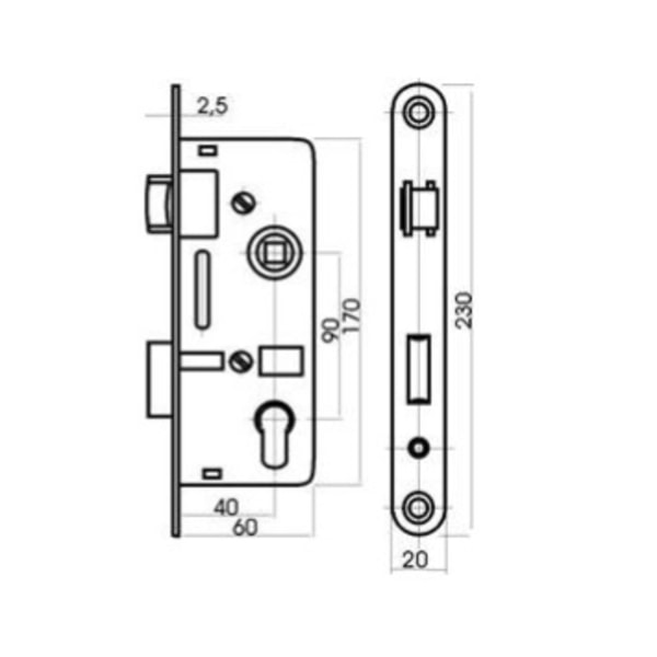 ZÁMEK ZADLABACÍ VL/60/90 40MM P-L ZN - ZÁMKY{% if zbozi.kategorie.adresa_nazvy[0] != zbozi.kategorie.nazev %} - DÍLNA A GARÁŽ{% endif %}