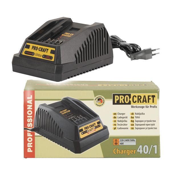NABÍJEČKA PRO 40V LI-ION BATERIE PROCRAFT 40/1 | 40/1 PROCRAFT - PŘÍSLUŠENSTVÍ PROCRAFT{% if zbozi.kategorie.adresa_nazvy[0] != zbozi.kategorie.nazev %} - NÁHRADNÍ DÍLY{% endif %}