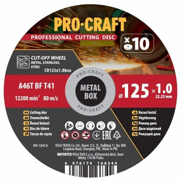 SADA ŘEZNÝCH KOTOUČŮ PROCRAFT CD125X1.0B | CD125X1.0B PROCRAFT - ŘEZNÝ KOTOUČ 125 MM{% if zbozi.kategorie.adresa_nazvy[0] != zbozi.kategorie.nazev %} - PŘÍSLUŠENSTVÍ{% endif %}