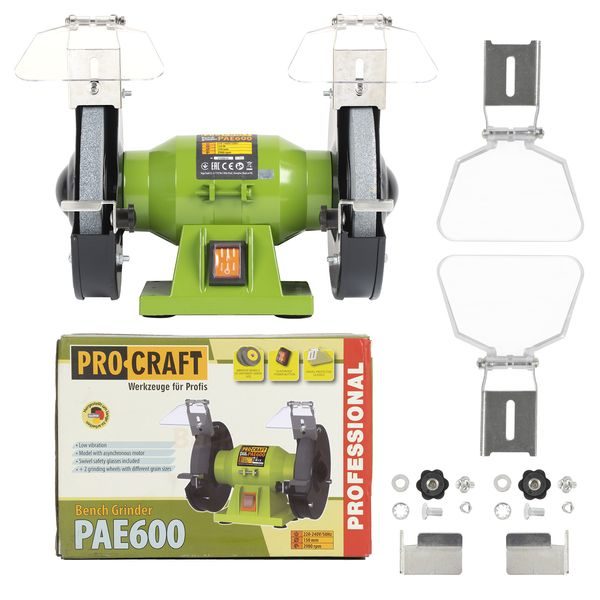 BRUSKA STOLNÍ DVOUKOTOUČOVÁ PROCRAFT PAE600, 150W | PAE600 PROCRAFT - DVOUKOTOUČOVÉ BRUSKY{% if zbozi.kategorie.adresa_nazvy[0] != zbozi.kategorie.nazev %} - ELEKTRICKÉ NÁŘADÍ{% endif %}