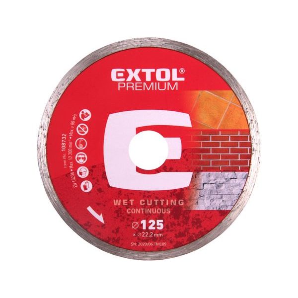 EXTOL PREMIUM KOTOUČ DIAMANTOVÝ ŘEZNÝ CELOOBVODOVÝ - MOKRÉ ŘEZÁNÍ, O 125X22,2X2MM, 108732 - DIA KOTOUČ 125 MM{% if zbozi.kategorie.adresa_nazvy[0] != zbozi.kategorie.nazev %} - PŘÍSLUŠENSTVÍ{% endif %}