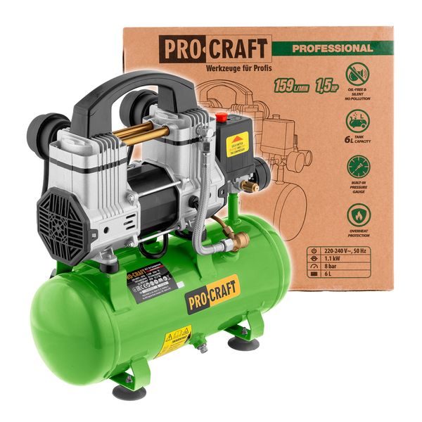BEZOLEJOVÝ KOMPRESOR PROCRAFT AC7 | AC7 PROCRAFT - BEZOLEJOVÉ KOMPRESORY{% if zbozi.kategorie.adresa_nazvy[0] != zbozi.kategorie.nazev %} - PNEU NÁŘADÍ{% endif %}