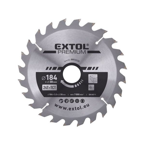 EXTOL PREMIUM KOTOUČ PILOVÝ S SK PLÁTKY, O 184X3,0X30MM, 24T, 8803220 - PRŮMĚR 170, 180 A 185{% if zbozi.kategorie.adresa_nazvy[0] != zbozi.kategorie.nazev %} - PŘÍSLUŠENSTVÍ{% endif %}