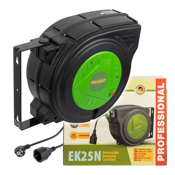 SAMONAVÍJECÍ PRODLUŽOVACÍ KABEL, BUBEN PROCRAFT EK25N | EK25N PROCRAFT - PRODLUŽOVACÍ KABELY{% if zbozi.kategorie.adresa_nazvy[0] != zbozi.kategorie.nazev %} - PŘÍSLUŠENSTVÍ{% endif %}