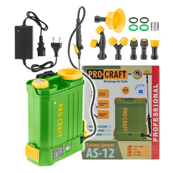 AKU POSTŘIKOVAČ PROCRAFT AS-12 | AS-12 PROCRAFT (VČ. BATERIE 12V 8AH A NABÍJEČKY) - AKU POSTŘIKOVAČE{% if zbozi.kategorie.adresa_nazvy[0] != zbozi.kategorie.nazev %} - ZAHRADA{% endif %}