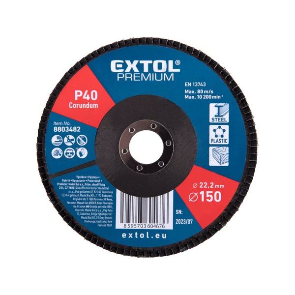 EXTOL PREMIUM KOTOUČ LAMELOVÝ ŠIKMÝ KORUNDOVÝ, O150MM, P40, 8803482 - LAMELOVÉ KOTOUČE{% if zbozi.kategorie.adresa_nazvy[0] != zbozi.kategorie.nazev %} - PŘÍSLUŠENSTVÍ{% endif %}