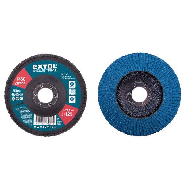 EXTOL INDUSTRIAL KOTOUČ LAMELOVÝ ŠIKMÝ ZIRKONOVÝ, O 125MM, P60, 8803426 - LAMELOVÉ KOTOUČE{% if zbozi.kategorie.adresa_nazvy[0] != zbozi.kategorie.nazev %} - PŘÍSLUŠENSTVÍ{% endif %}