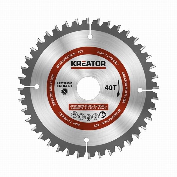 KREATOR KRT020507 PILOVÝ KOTOUČ UNIVERZÁLNÍ 120MM, 40T - PRŮMĚR 85, 136 A 140{% if zbozi.kategorie.adresa_nazvy[0] != zbozi.kategorie.nazev %} - PŘÍSLUŠENSTVÍ{% endif %}