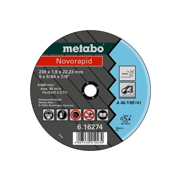 METABO ŘEZNÝ KOTOUČ - NOVORAPID INOX BAL.25 KS 115X1,0X22,23 /616270000 - PŘÍSLUŠENSTVÍ METABO{% if zbozi.kategorie.adresa_nazvy[0] != zbozi.kategorie.nazev %} - NÁHRADNÍ DÍLY{% endif %}