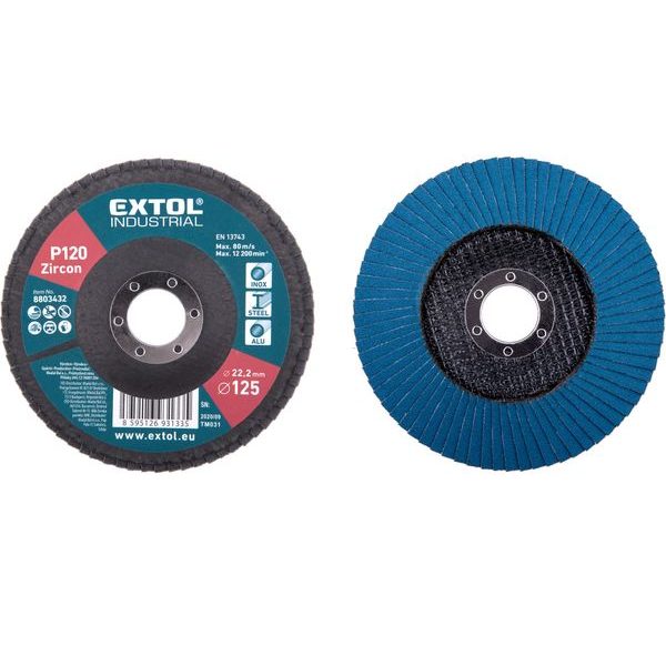 EXTOL INDUSTRIAL KOTOUČ LAMELOVÝ ŠIKMÝ ZIRKONOVÝ, O 125MM, P120, 8803432 - LAMELOVÉ KOTOUČE{% if zbozi.kategorie.adresa_nazvy[0] != zbozi.kategorie.nazev %} - PŘÍSLUŠENSTVÍ{% endif %}