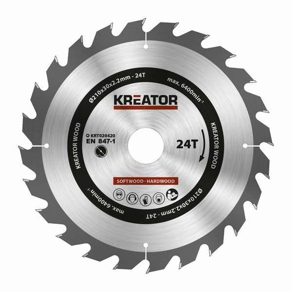 KREATOR KRT020420 PILOVÝ KOTOUČ NA DŘEVO 210MM, 24T - PRŮMĚR 190, 200, 210 A 216{% if zbozi.kategorie.adresa_nazvy[0] != zbozi.kategorie.nazev %} - PŘÍSLUŠENSTVÍ{% endif %}