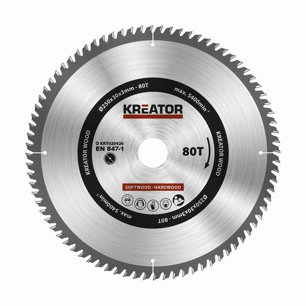 KREATOR KRT020426 PILOVÝ KOTOUČ NA DŘEVO 250MM, 80T - PRŮMĚR 230, 235, 240 A 250{% if zbozi.kategorie.adresa_nazvy[0] != zbozi.kategorie.nazev %} - PŘÍSLUŠENSTVÍ{% endif %}