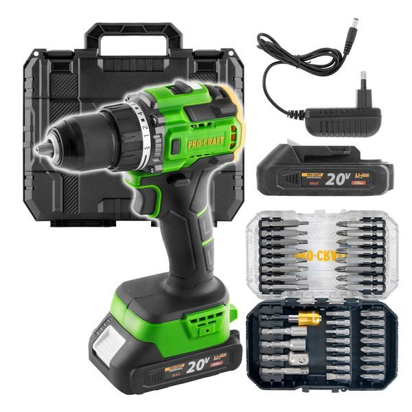 AKU VRTACÍ ŠROUBOVÁK PROCRAFT PA18LIH SE SADOU BITŮ BS-37 | SPA18LIH-1B-C/BS-37 PROCRAFT - AKU ŠROUBOVÁK 18V - 20V{% if zbozi.kategorie.adresa_nazvy[0] != zbozi.kategorie.nazev %} - AKU NÁŘADÍ{% endif %}