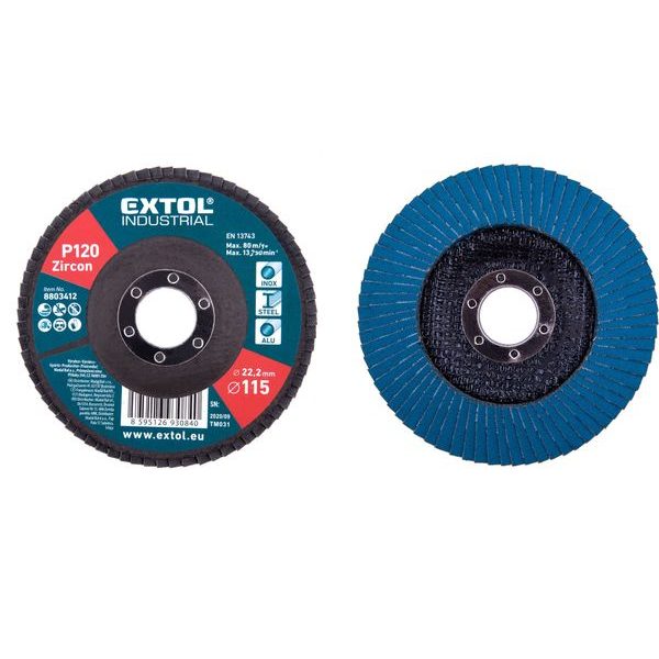 EXTOL INDUSTRIAL KOTOUČ LAMELOVÝ ŠIKMÝ ZIRKONOVÝ, O 115MM, P120, 8803412 - LAMELOVÉ KOTOUČE{% if zbozi.kategorie.adresa_nazvy[0] != zbozi.kategorie.nazev %} - PŘÍSLUŠENSTVÍ{% endif %}