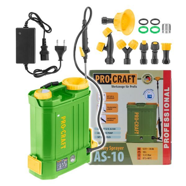 AKU POSTŘIKOVAČ PROCRAFT AS-10 | AS-10 PROCRAFT - AKU POSTŘIKOVAČE{% if zbozi.kategorie.adresa_nazvy[0] != zbozi.kategorie.nazev %} - ZAHRADA{% endif %}