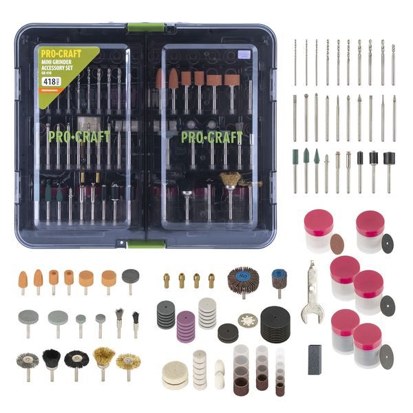 SADA NÁSTAVCŮ NA PŘÍMOU BRUSKU PROCRAFT GK-418 | GK-418 PROCRAFT - K PŘÍMÝM BRUSKÁM{% if zbozi.kategorie.adresa_nazvy[0] != zbozi.kategorie.nazev %} - PŘÍSLUŠENSTVÍ{% endif %}