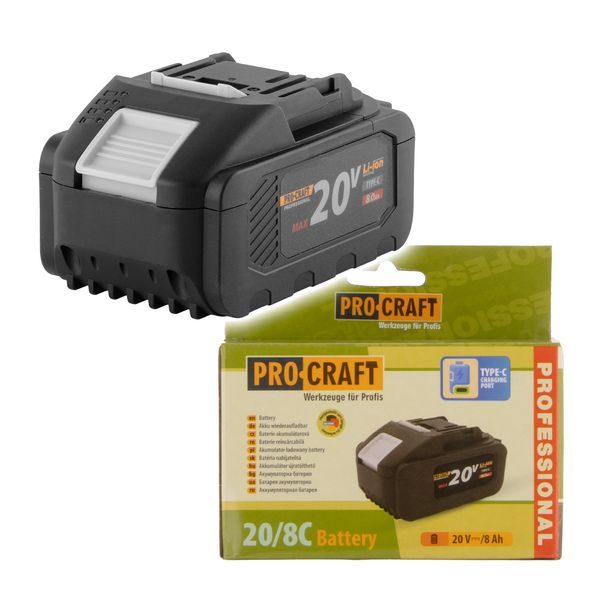 BATERIE AKUMULÁTOROVÁ PROCRAFT 20/8C | 20/8C PROCRAFT (VYBAVENA USB-C PORTEM 45W ) - PŘÍSLUŠENSTVÍ PROCRAFT{% if zbozi.kategorie.adresa_nazvy[0] != zbozi.kategorie.nazev %} - NÁHRADNÍ DÍLY{% endif %}