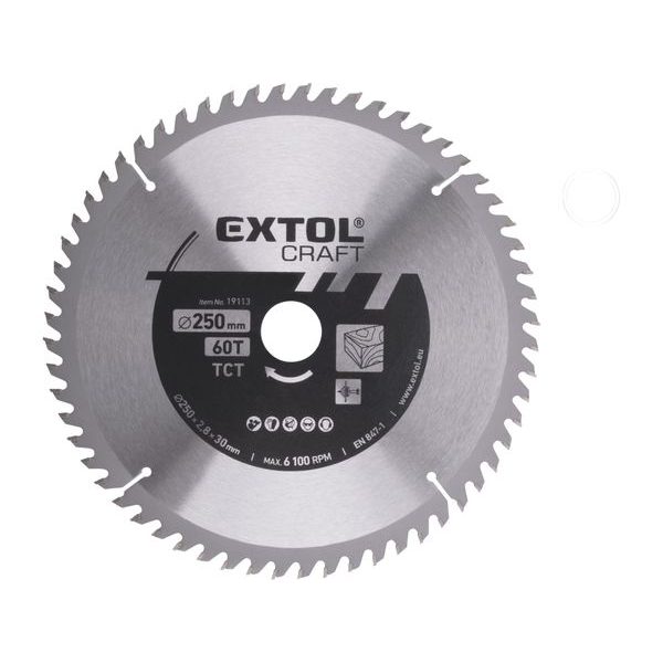 EXTOL CRAFT KOTOUČ PILOVÝ S SK PLÁTKY, O 250X2,8X30MM, 60T, 19113 - PRŮMĚR 230, 235, 240 A 250{% if zbozi.kategorie.adresa_nazvy[0] != zbozi.kategorie.nazev %} - PŘÍSLUŠENSTVÍ{% endif %}