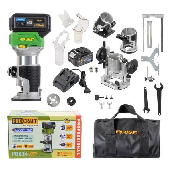 FRÉZKA HORNÍ PROCRAF POB24-1B-F S PŘÍSLUŠENSTVÍM 3V1 | POB24-1B-F PROCRAFT - AKU FRÉZKY{% if zbozi.kategorie.adresa_nazvy[0] != zbozi.kategorie.nazev %} - AKU NÁŘADÍ{% endif %}