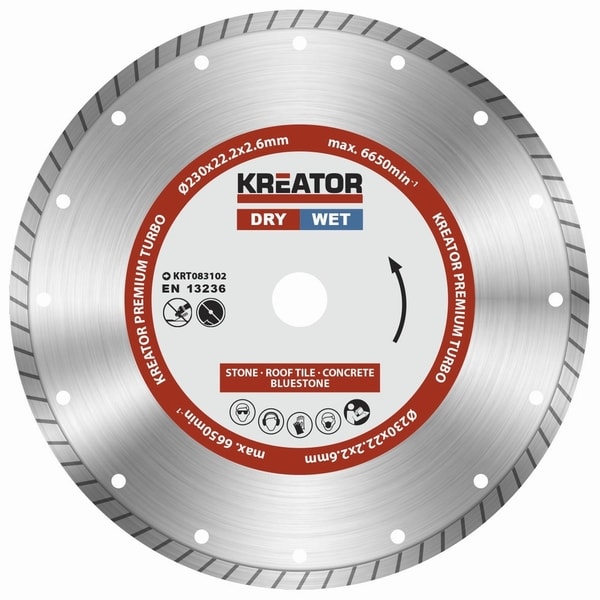 KREATOR KRT083102 DIAMANTOVÝ KOTOUČ CELOOBVODOVÝ 230MM PREMIUM TURBO - DIAMATOVÉ KOTOUČE - ŘEZNÉ{% if zbozi.kategorie.adresa_nazvy[0] != zbozi.kategorie.nazev %} - PŘÍSLUŠENSTVÍ{% endif %}