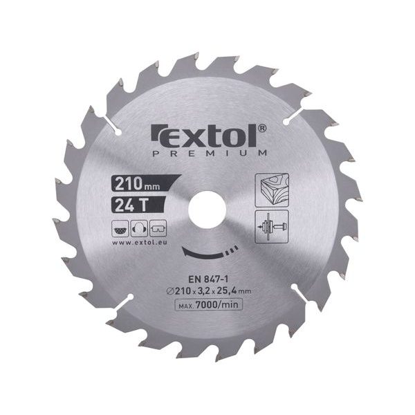 EXTOL PREMIUM KOTOUČ PILOVÝ S SK PLÁTKY, O 210X3,0X25,4MM, 24T, 8803234 - PRŮMĚR 190, 200, 210 A 216{% if zbozi.kategorie.adresa_nazvy[0] != zbozi.kategorie.nazev %} - PŘÍSLUŠENSTVÍ{% endif %}