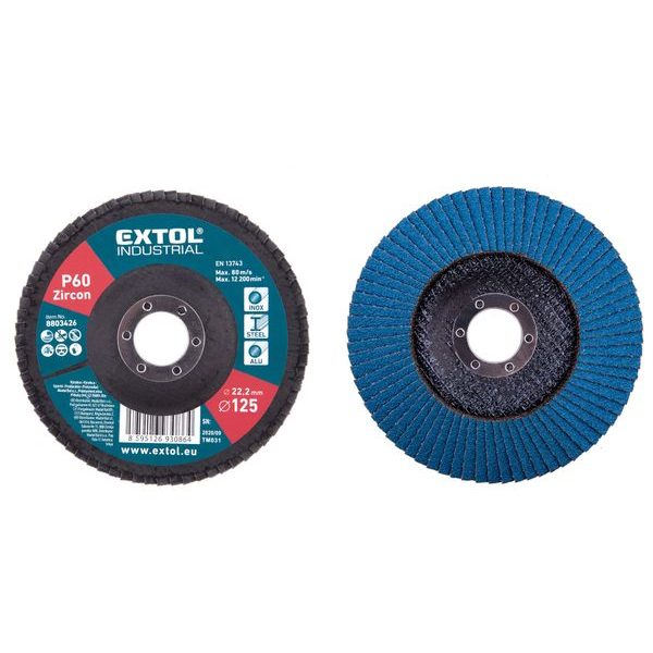 EXTOL INDUSTRIAL KOTOUČ LAMELOVÝ ŠIKMÝ ZIRKONOVÝ, O 125MM, P60, 8803426 - LAMELOVÉ KOTOUČE{% if zbozi.kategorie.adresa_nazvy[0] != zbozi.kategorie.nazev %} - PŘÍSLUŠENSTVÍ{% endif %}
