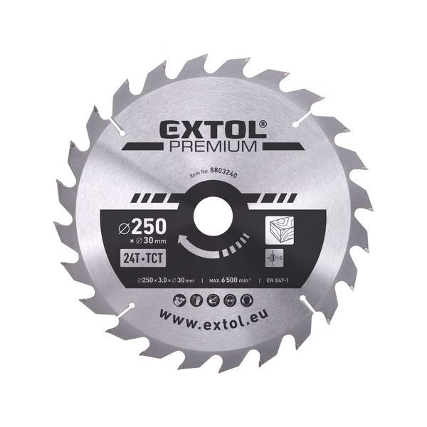 EXTOL PREMIUM KOTOUČ PILOVÝ S SK PLÁTKY, O 250X3,0X30MM, 24T, 8803240 - PRŮMĚR 230, 235, 240 A 250{% if zbozi.kategorie.adresa_nazvy[0] != zbozi.kategorie.nazev %} - PŘÍSLUŠENSTVÍ{% endif %}
