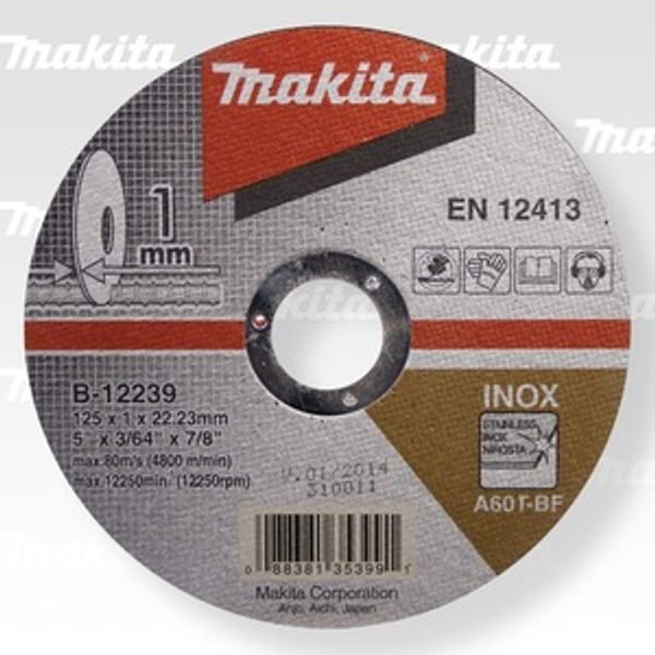 MAKITA B-12239 - KOTOUČ ŘEZNÝ NEREZ 125X1X22.23 = OLD P-53023, NEW E-03040 - ŘEZNÝ KOTOUČ NA NEREZ{% if zbozi.kategorie.adresa_nazvy[0] != zbozi.kategorie.nazev %} - PŘÍSLUŠENSTVÍ{% endif %}