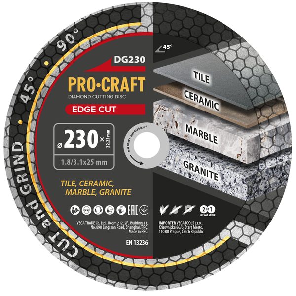 DIAMANTOVÝ KOTOUČ EDGE CUT PROCRAFT DG230 | DG230 PROCRAFT - DIA KOTOUČ 230 MM{% if zbozi.kategorie.adresa_nazvy[0] != zbozi.kategorie.nazev %} - PŘÍSLUŠENSTVÍ{% endif %}
