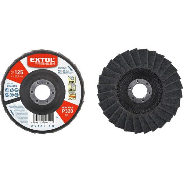 EXTOL PREMIUM KOTOUČ LAMELOVÝ ŠIKMÝ Z BRUSNÉHO KARBIDOVÉHO ROUNA, O 125MM, P320-VELMI JEMNÝ, 8803385 - LAMELOVÉ KOTOUČE{% if zbozi.kategorie.adresa_nazvy[0] != zbozi.kategorie.nazev %} - PŘÍSLUŠENSTVÍ{% endif %}