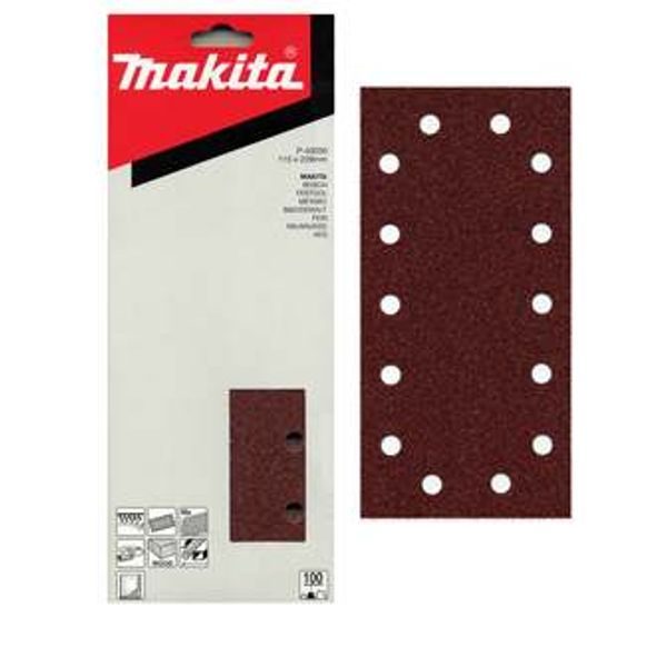MAKITA P-43050 - PAPÍR BRUSNÝ SUCHÝ ZIP 115X229MM 14 DĚR K100, 10KS - BRUSNÝ PAPÍR - VIBRAČNÍ BRUSKY{% if zbozi.kategorie.adresa_nazvy[0] != zbozi.kategorie.nazev %} - PŘÍSLUŠENSTVÍ{% endif %}