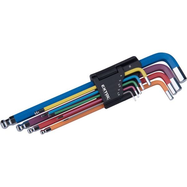 EXTOL PREMIUM L-KLÍČE IMBUS PRODLOUŽENÉ BAREVNÉ, SADA 9KS, S KULIČKOU, 1,5-10MM, S2, 8819316 - IMBUSOVÉ KLÍČE{% if zbozi.kategorie.adresa_nazvy[0] != zbozi.kategorie.nazev %} - RUČNÍ NÁŘADÍ{% endif %}