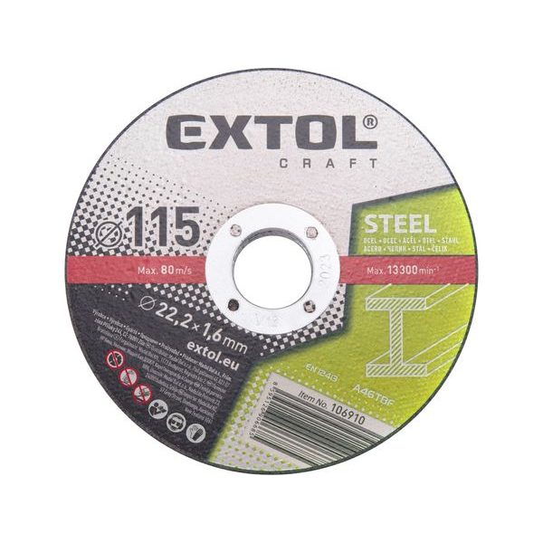 EXTOL CRAFT KOTOUČE ŘEZNÉ NA KOV, 5KS, O 115X1,6X22,2MM, 106910 - ŘEZNÝ KOTOUČ 115 MM{% if zbozi.kategorie.adresa_nazvy[0] != zbozi.kategorie.nazev %} - PŘÍSLUŠENSTVÍ{% endif %}