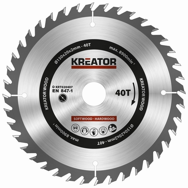 KREATOR KRT020407 PILOVÝ KOTOUČ NA DŘEVO 150MM, 40T - PRŮMĚR 150, 160 A 165{% if zbozi.kategorie.adresa_nazvy[0] != zbozi.kategorie.nazev %} - PŘÍSLUŠENSTVÍ{% endif %}