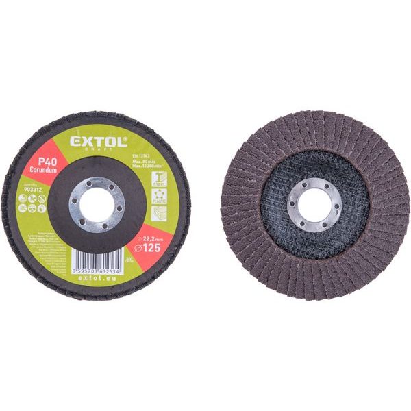 EXTOL CRAFT KOTOUČ LAMELOVÝ ŠIKMÝ KORUNDOVÝ, O125MM, P40, 903312 - LAMELOVÉ KOTOUČE CORUNDUM{% if zbozi.kategorie.adresa_nazvy[0] != zbozi.kategorie.nazev %} - PŘÍSLUŠENSTVÍ{% endif %}