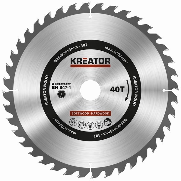 KREATOR KRT020427 PILOVÝ KOTOUČ NA DŘEVO 254MM 40T - PRŮMĚR 255 - 270, 300 - 355{% if zbozi.kategorie.adresa_nazvy[0] != zbozi.kategorie.nazev %} - PŘÍSLUŠENSTVÍ{% endif %}