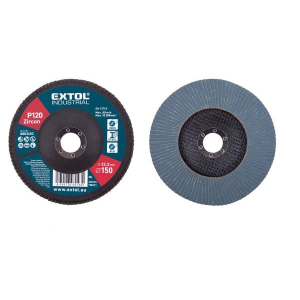 EXTOL INDUSTRIAL KOTOUČ LAMELOVÝ ŠIKMÝ ZIRKONOVÝ, O 150MM, P120, 8803452 - LAMELOVÉ KOTOUČE{% if zbozi.kategorie.adresa_nazvy[0] != zbozi.kategorie.nazev %} - PŘÍSLUŠENSTVÍ{% endif %}