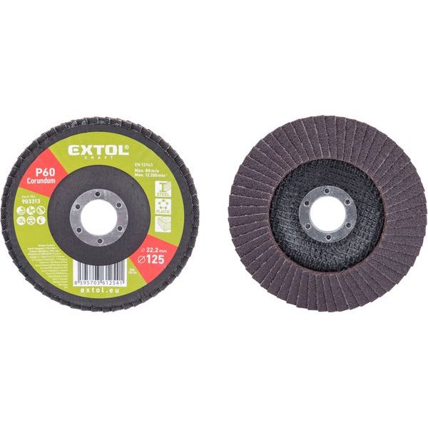 EXTOL CRAFT KOTOUČ LAMELOVÝ ŠIKMÝ KORUNDOVÝ, O125MM, P60, 903313 - LAMELOVÉ KOTOUČE CORUNDUM{% if zbozi.kategorie.adresa_nazvy[0] != zbozi.kategorie.nazev %} - PŘÍSLUŠENSTVÍ{% endif %}