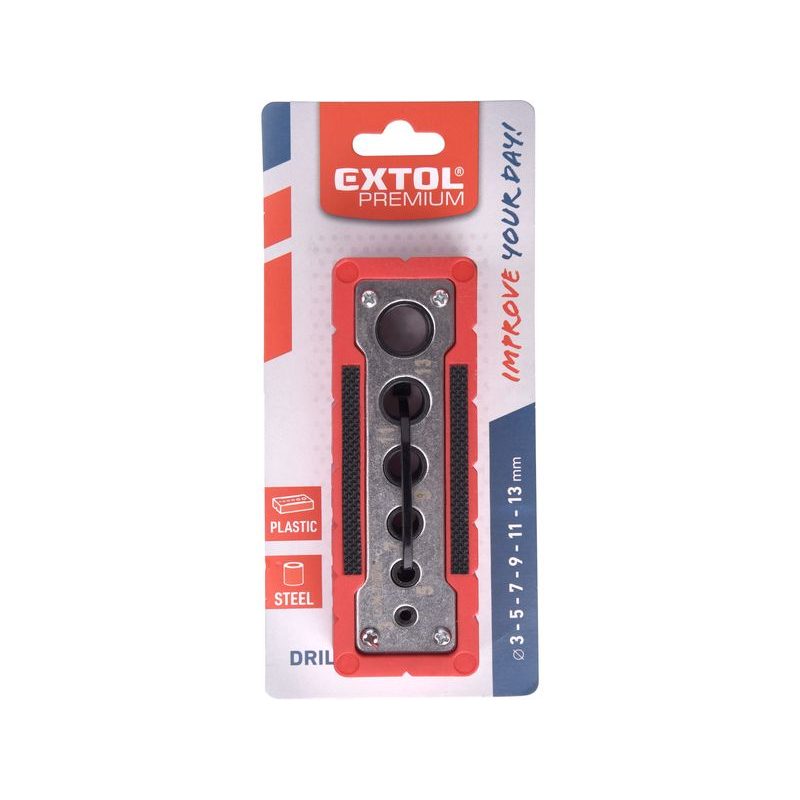 EXTOL PREMIUM VRTACÍ VODÍCÍ ŠABLONA, O 3-5-7-9-11-13MM, 8801921 - VRTÁKY, KORUNKY - PŘÍSLUŠENSTVÍ