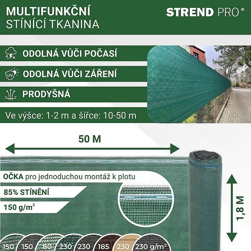 STÍNÍCÍ TKANINA 1,8X50M, 150G/M2, UV, STÍNĚNÍ 85% - ZAHRADNÍ TEXTILIE, TKANINY - ZAHRADA