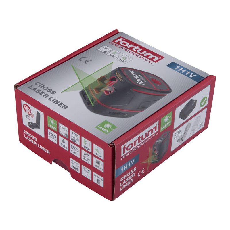 FORTUM LASER ZELENÝ LINIOVÝ KŘÍŽOVÝ SAMONIVELAČNÍ, 4780208 - LINIOVÉ LASERY - MĚŘÍCÍ TECHNIKA