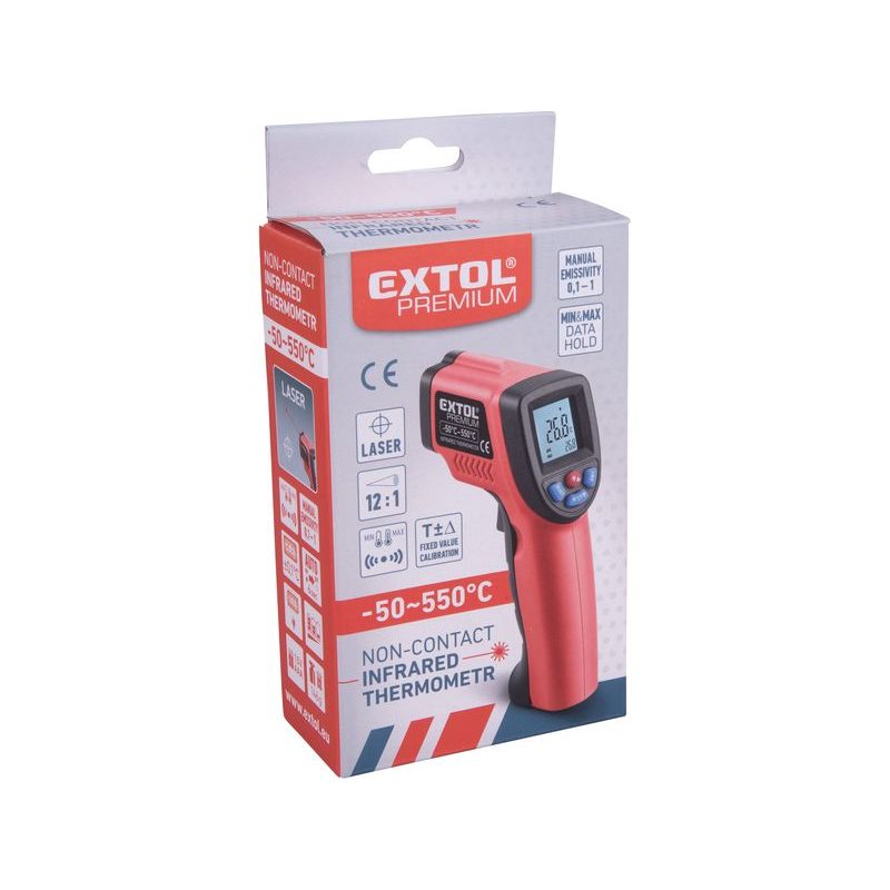 EXTOL PREMIUM TEPLOMĚR BEZKONTAKTNÍ IR PRŮMYSLOVÝ, 8831302 - MĚŘIČE TEPLOTY - MĚŘÍCÍ TECHNIKA