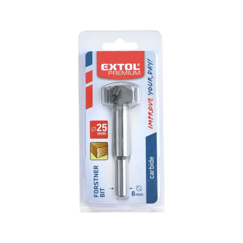 EXTOL PREMIUM FRÉZA ČELNÍ-SUKOVNÍK DO DŘEVA S SK PLÁTKY, O 25MM STOPKA 8MM, 8802019 - SUKOVNÍKY - PŘÍSLUŠENSTVÍ