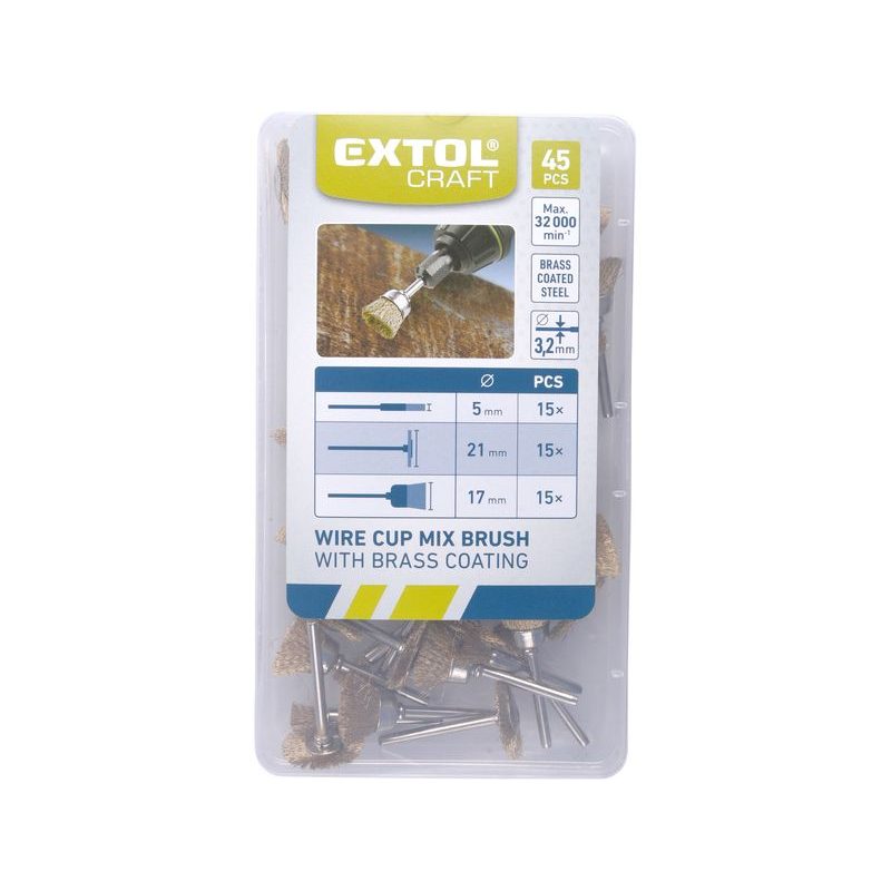 EXTOL CRAFT 903761 KARTÁČE POMOSAZENÉ, SADA 45KS, 903761 - K PŘÍMÝM BRUSKÁM - PŘÍSLUŠENSTVÍ