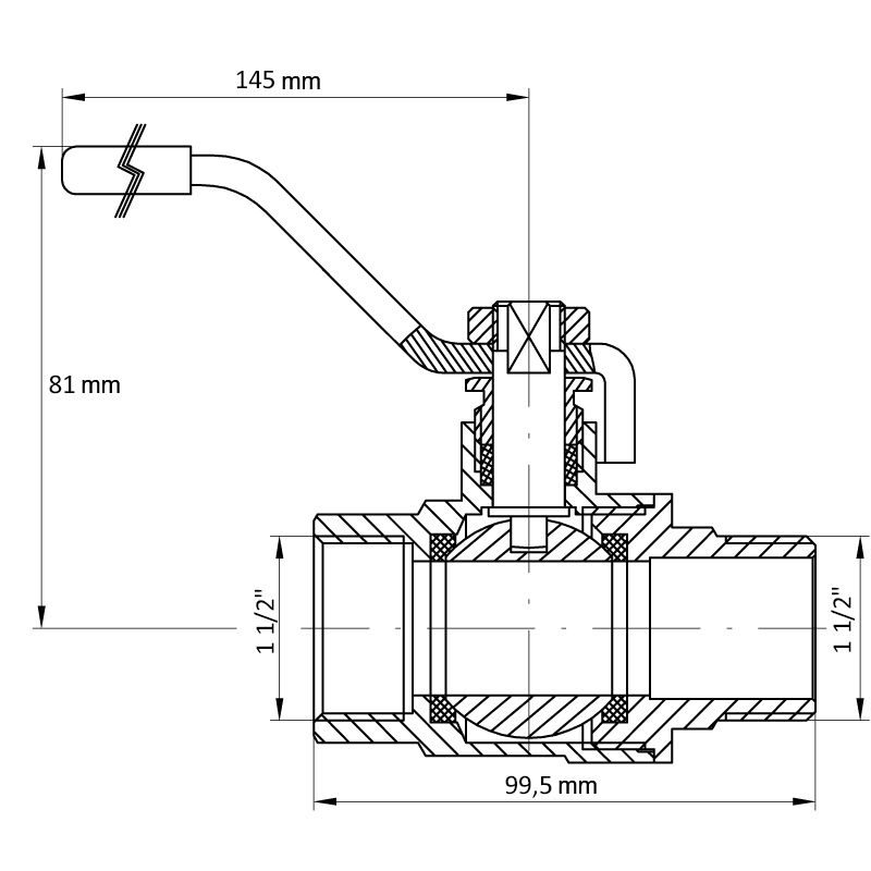 KULOVÝ KOHOUT PÁKOVÝ ČERVENÝ, KR.215 1½"FM | KR.215 1½"FM PROCRAFT - PŘÍSLUŠENSTVÍ (KOHOUTY, ŠROUBENÍ,...) - SANITA