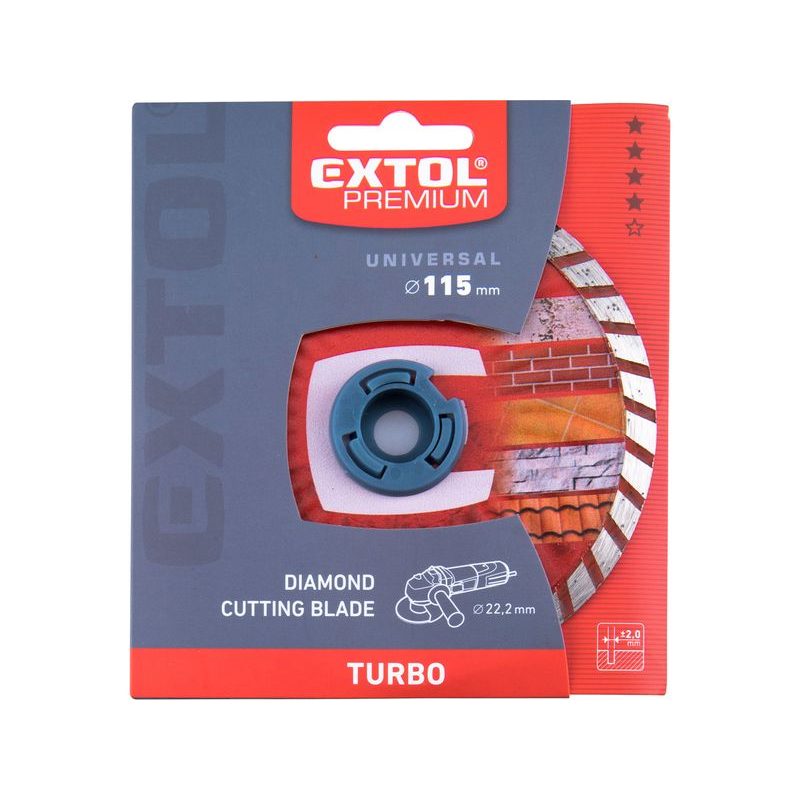 EXTOL PREMIUM KOTOUČ DIAMANTOVÝ ŘEZNÝ, TURBO - SUCHÉ I MOKRÉ ŘEZÁNÍ, O 115X22,2X2MM, 108751 - DIA KOTOUČ 115 MM - PŘÍSLUŠENSTVÍ